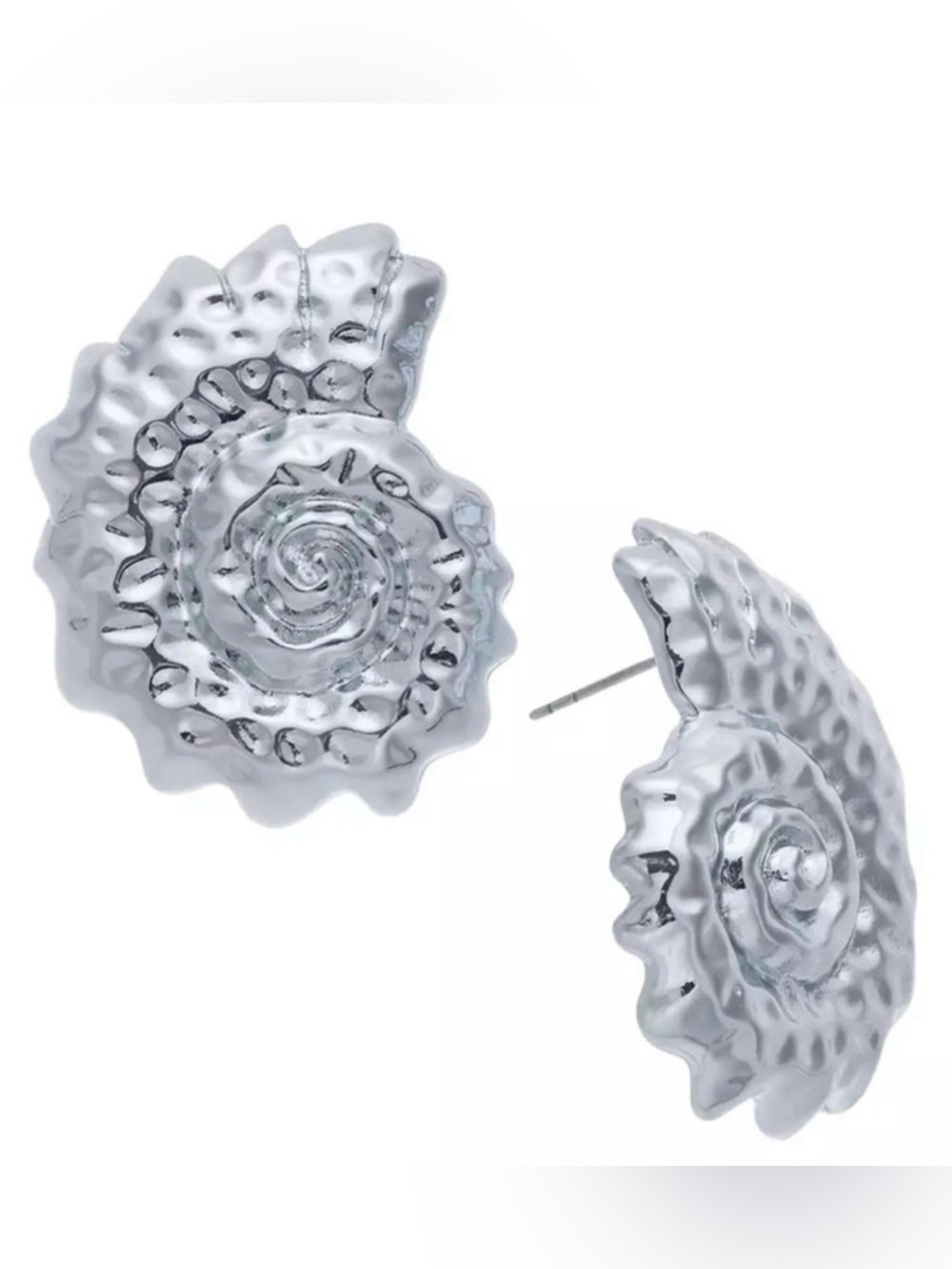I.N.C. International Concepts Silver Textured Shell Stud Earrings